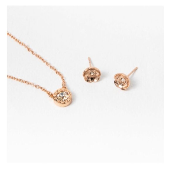 Coach Open Circle Necklace and Tea Rose Earring NWT - Picture 4 of 9